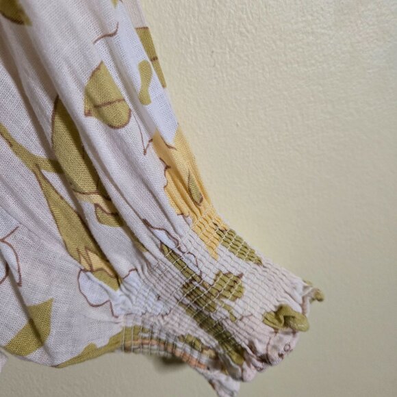 Rails Mariah Top Citrus Floral Linen Blend 3/4 Balloon Sleeve Size S - Picture 9 of 13